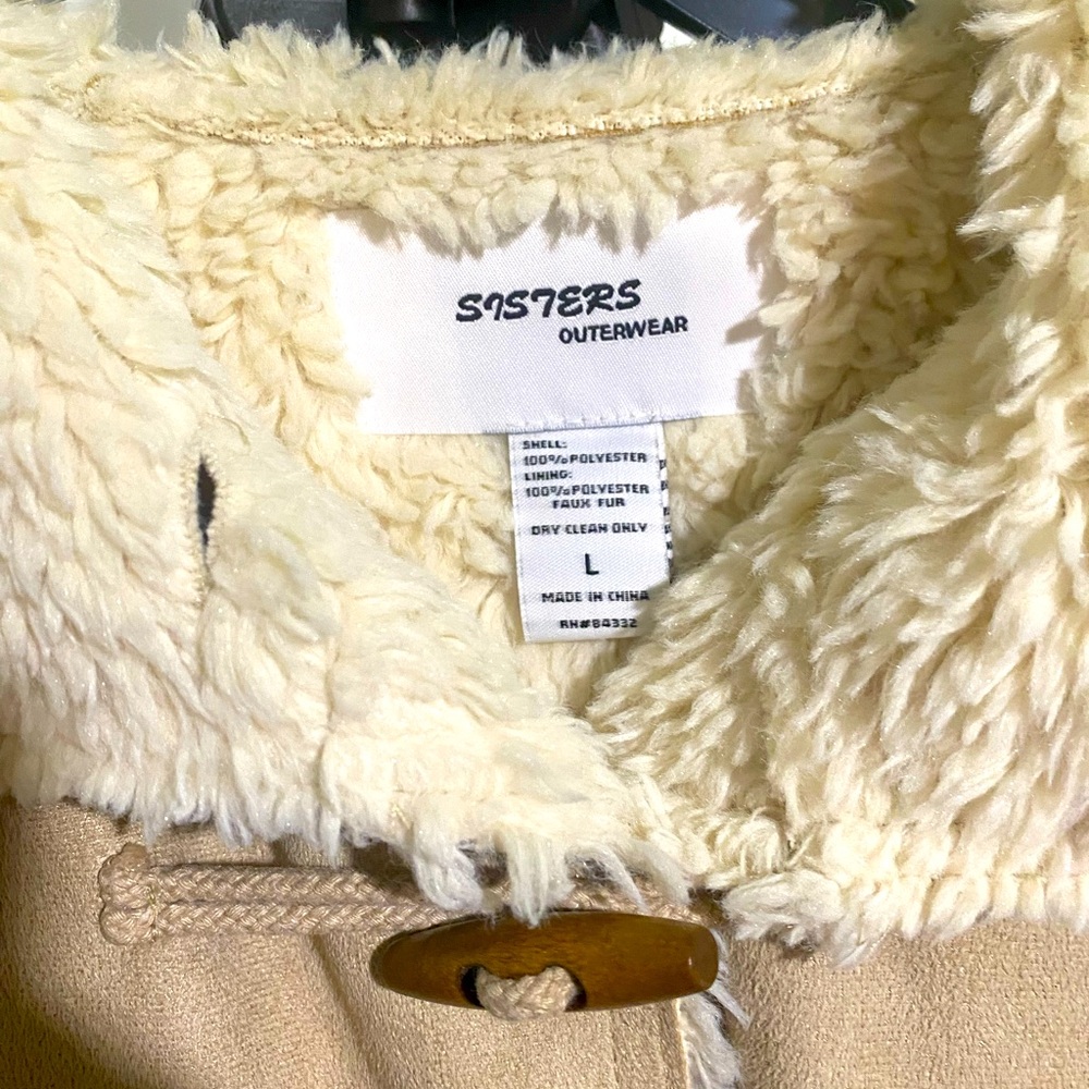 COAT/ CAPE- Sister’s outerwear Brand faux suede.  size L - Picture 3 of 7